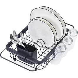 Підставка для зливу посуду Kingrack, для установки над раковиною, висувна підставка для зливу посуду, чорна зі знімним