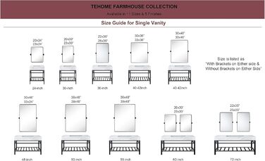 Дзеркало для ванної кімнати TEHOME 61 x 58.4 см, поворотне, матовий чорний, прямокутне, металевий каркас