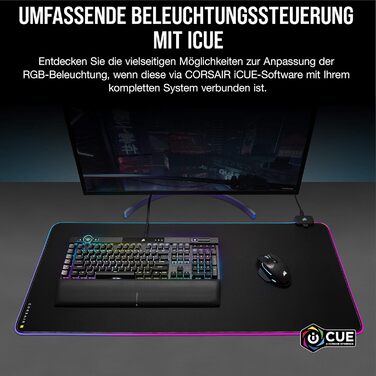 Килимок для миші Corsair MM700 RGB Extended - 930x400 мм - RGB підсвітка 360° - USB хаб - чорний