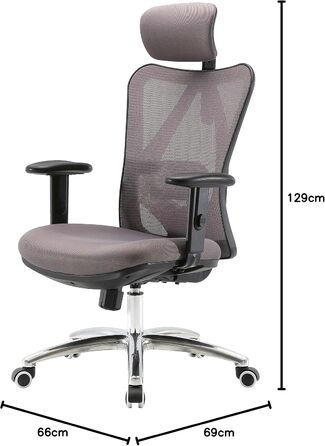 Офісний стіл HWC-J86 Mendler: ергономічне крісло, регульована підтримка попереку, до 150 кг, без підніжки, помаранчевий