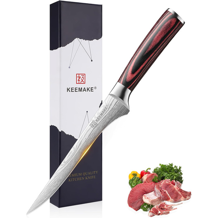 KEEMAKE Набір кухонних ножів: професійний ніж шеф-кухаря з захистом леза, універсальний ніж для м'яса, овочів та риби (15 см)