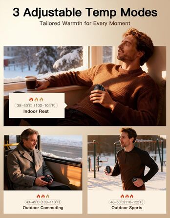 Електричні грілки для рук 2 шт. | Перезаряджаються, 3 режими нагріву, 6000mAh | Для жінок та чоловіків, кемпінг, полювання, гольф