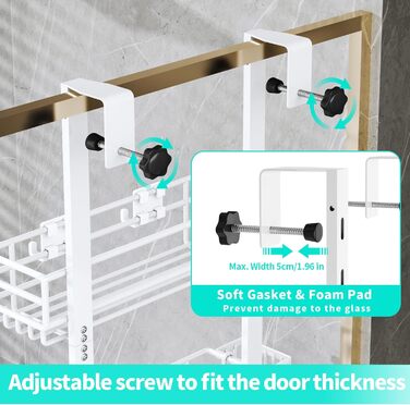 Настінна поличка для душу HapiRm з 22 гачками та 2 тримачами для зубних щіток, 5 ярусів (білий)