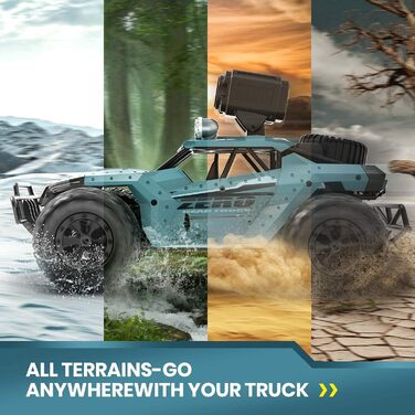 RC Truck DEERC 1:16 з камерою 1080P, WiFi, 2 акумулятори, 60 хв роботи, позашляховик для дітей та дорослих (36W)