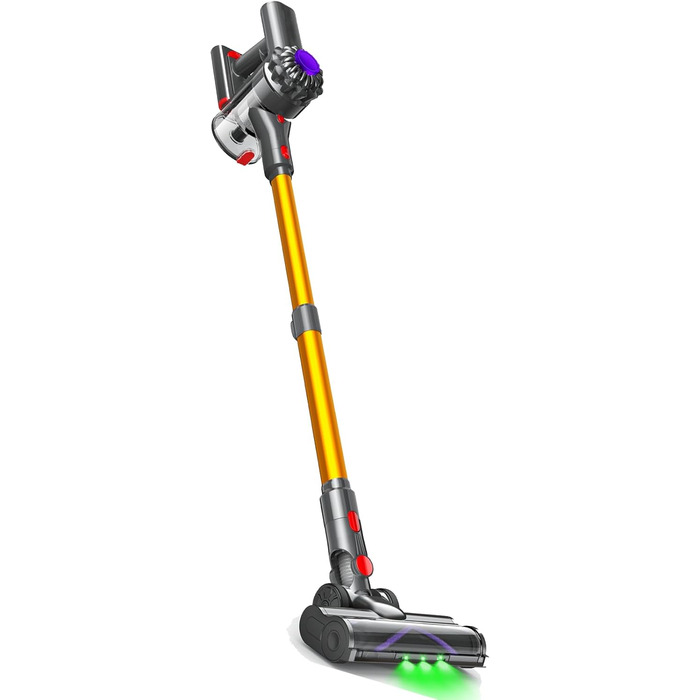 Бездротовий акумуляторний пилосос 50 хв/40 кПа/450 Вт з LED, потужний пилосос з покращеною насадкою для підлоги, для видалення шерсті тварин (Золотий, CJ-C12D-2)