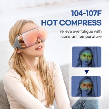 Масажер для очей HubiCare з підігрівом та вібрацією: для зняття втоми, мігрені та темних кіл під очима