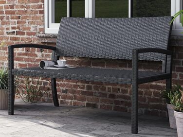 Садова лавка Udpatiо з ротангу для тераси, балкона та саду, чорна 123x63x86 см, витримує до 320 кг