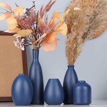 Набір з 5 блакитних керамічних ваз 