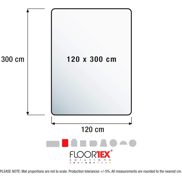 Підлоговий захисний килимок Floortex, дуже прозорий, 120 x 300 см, прямокутний