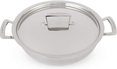 Сковорода Le Creuset з кришкою, 30 см, нержавіюча сталь, для всіх типів плит (індукція, духовка), срібна