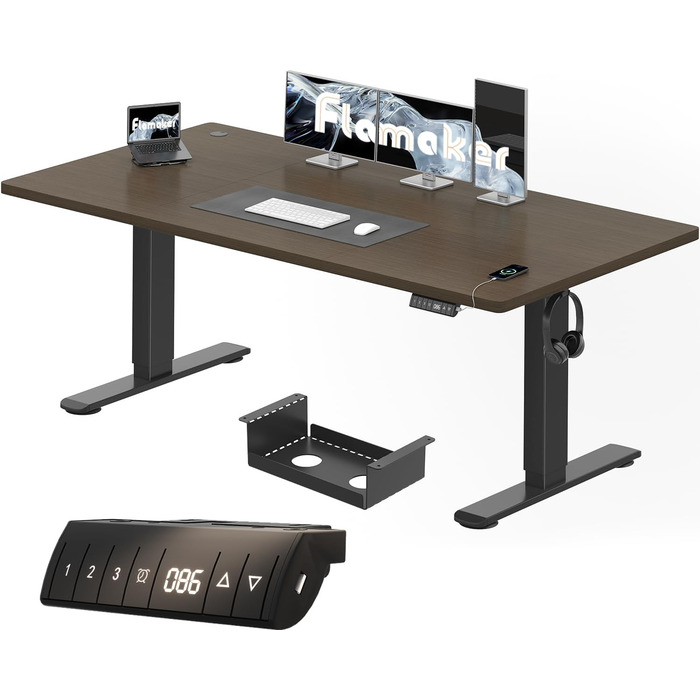 Регульований стіл Flamaker: електричний, з пам'яттю, для офісу, 180x80 см, колір горіх