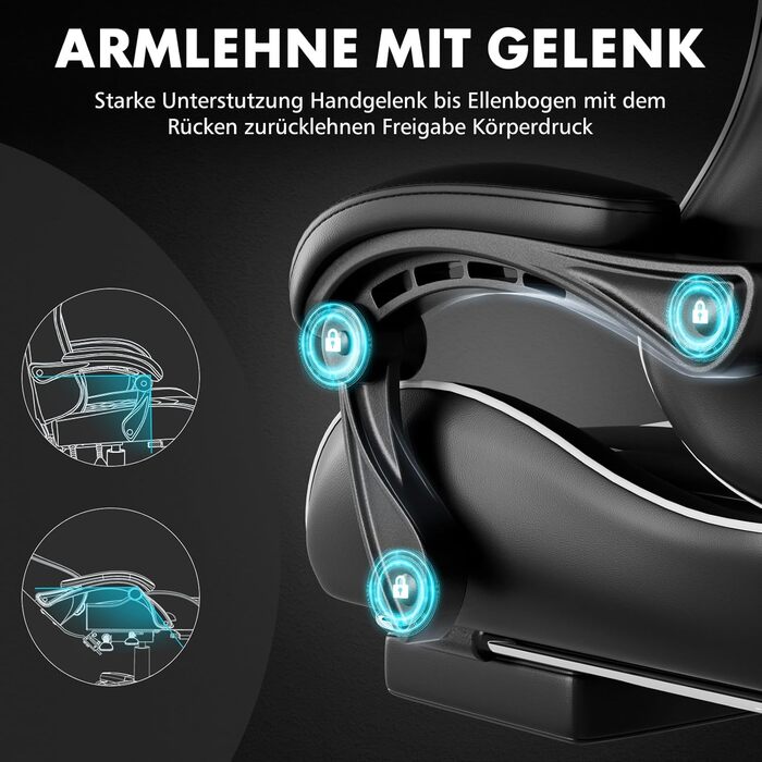 Ігровий крісло GTPLAYER з масажем, підніжка, підголовник, поперекова подушка, обертове, штучна шкіра, білий колір