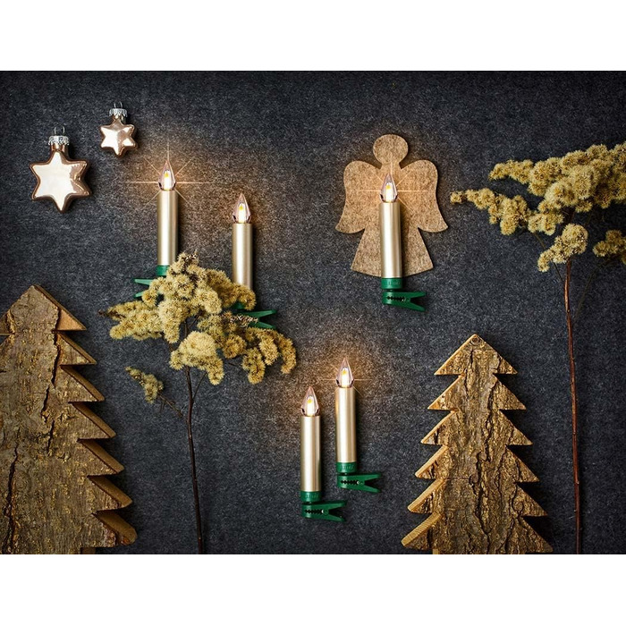 LED свічки для ялинки Lumix® SuperLight Flame, 6 шт., 9 см, тепле біле світло, розширений набір