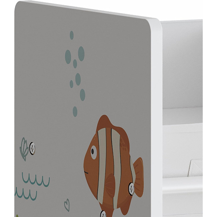 Полиця для дитячої кімнати en.casa Boiro з 9 коробками для іграшок, 60 x 62 x 30 см, Aqua Dream-Motiv