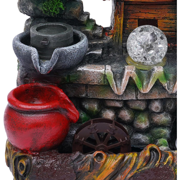 Настільний фонтанчик для дому та офісу з LED-підсвічуванням та розпилювачем, декоративний каскадний фонтан з кришталевою кулею