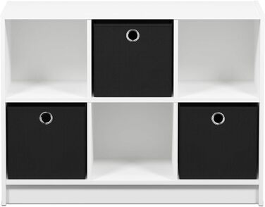 Книжкова шафа Furinno Basic з 6 відділеннями та 3 шухлядами, дерево, Білий/чорний, 30,23 x 30,23 x 59,94 см