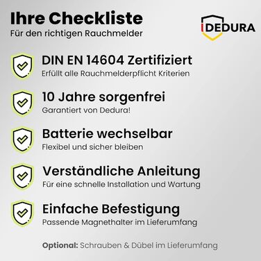 Набір димових сповіщувачів Rauchmelder 5 шт. з магнітним кріпленням, без свердління, 10 років гарантії