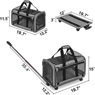 Розширювана м'яка переноска для собак і кішок, сіра (включаючи манеж)