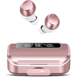 Навушники Lekaby In Ear Bluetooth 5.3, 128H HiFi, 4 мікрофони ENC, IP7, LED, USB-C, сенсорні, сакура