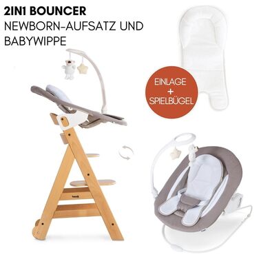 Дитячий стільчик Hauck Beta+ Newborn Set Deluxe - комплект для годування з народження з м'яким сидінням, бланкетом та підносом - білий (натуральний)