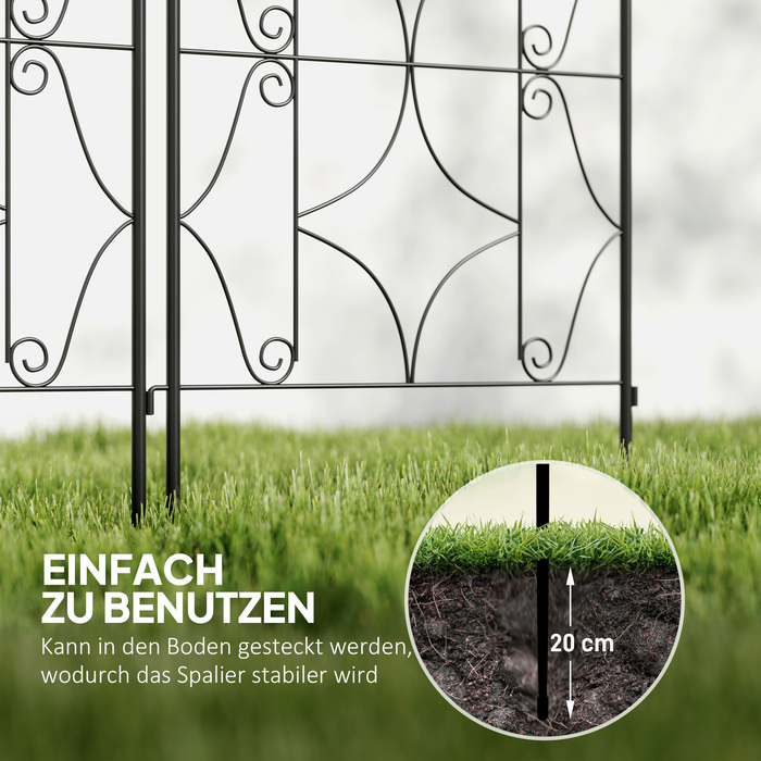 Набір з 2-х металевих опор для ліан, нержавіюча сталь, 50x150 см, чорний