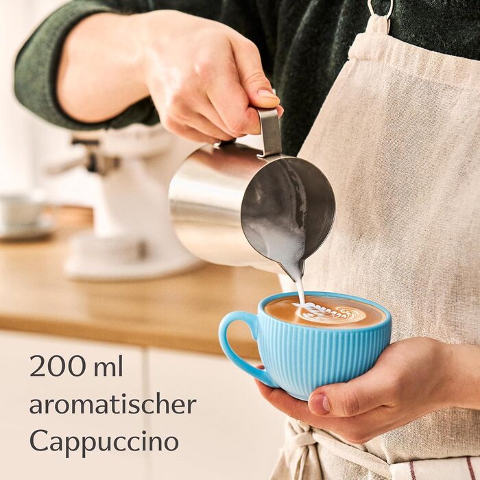 Капучино чашки Cosumy 6 шт. набір - 200 мл, кераміка, смугастий дизайн, миє в посудомийній машині, з ручкою