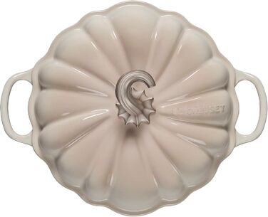 Кокотниця Le Creuset Figurale Kürbis, емальована чавунна, 4 л, білий колір з мідним ручками (Cocotte, Baiser)