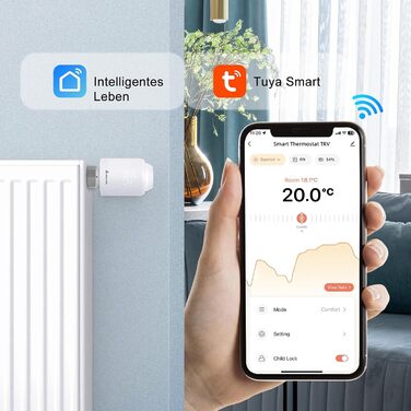 Розумний термостат для радіатора Salcar WiFi TRV603, сумісний з Alexa та Google Assistant, програмований, Tuya Smart, без шлюзу