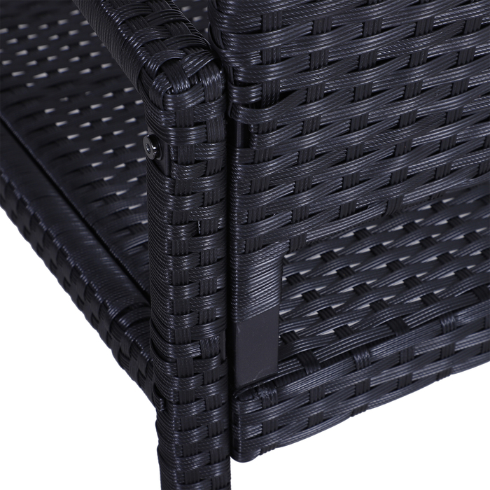 Садова лавка Outsunny Poly Rattan 2-місна паркова лавка зі сталевим каркасом і плетеним чорним W122 x D60 x H87 см для саду та патіо