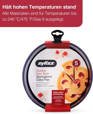 Форма для випічки Zyliss E980194 Springform, 23 см, з антипригарним покриттям, нержавіюча сталь, темно-синій колір, для маленьких тортів, сумісна з посудомийною машиною, 5 років гарантії