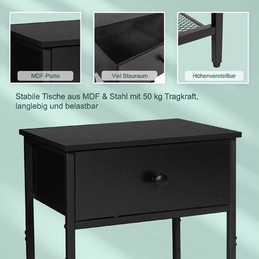 Набір приліжкових тумбочок Relaxdays (2 шт.) з ящиком та полицею