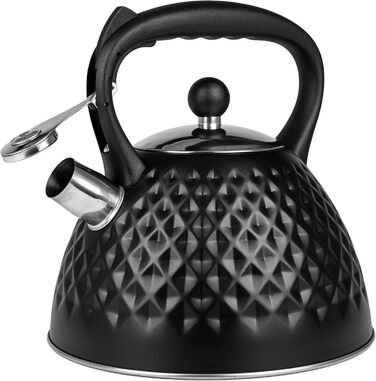 Чайник для плити Induktion 3L, чорний, з авто-свистком, нержавіюча сталь