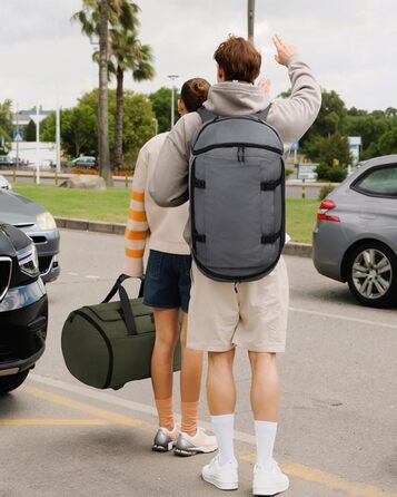 Спортивна сумка LOVEVOOK для чоловіків з відділенням для взуття, 65L, сіро-чорна