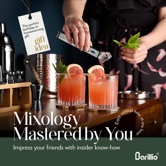 Набір шейкерів Barillio Elite Cocktail Set 23 шт. з бамбуковою підставкою, чорний