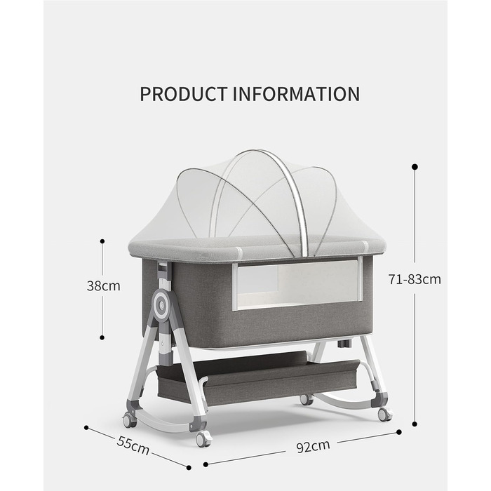Дитяче ліжко-манеж GLOKID 3 в 1 з регулюванням висоти та нахилу матраца (Рожеве)