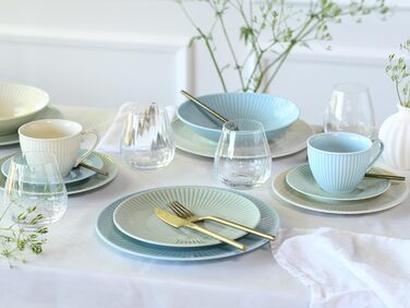 CreaTable Серія Valencia Pastell: 30-ти частинний сервіз для 6 осіб з порцеляни (кремовий, блакитний, зелений). Сумісний з мийною машиною та мікрохвильовою піччю, Made in Europe