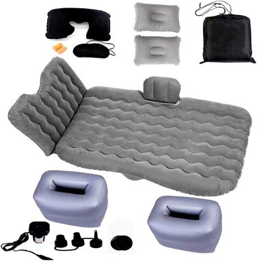 Автомобільний матрац Icelus, надувний матрац для позашляховика, універсальна надувна ліжко для кемпінгу, рухоме заднє сидіння автомобіля, більш товста надувна ліжко в багажнику для подорожей, кемпінгу ,активного відпочинку (De-car Grey01)