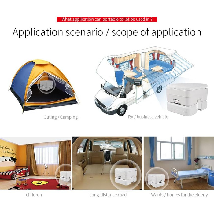 Інноваційна портативна інжекторна туалет Seaflo LIGHTEU 4.75 Gallonen для кемпінгу, дому, трейлера