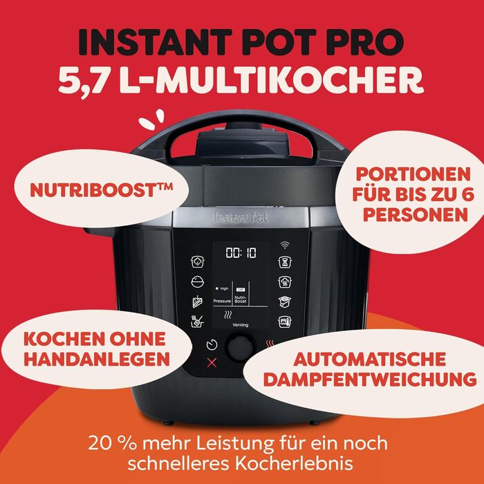 Instant Pot Plus 9-в-1: Мультикухня, 5.7 л, нержавіюча сталь – мультиварка, скороварка, рисоварка, йогуртниця, су-вид, стерилізатор, підігрівач