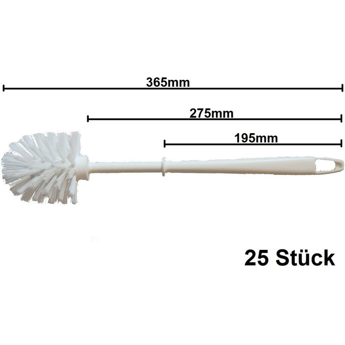 Щітки для унітазу пластикові білі 36,5 см ppn щітка для унітазу заміна щітка для унітазу кругла головка 80 мм щітки для унітазу BawiTec для побутових, комерційних та промислових приміщень., 25 шт.