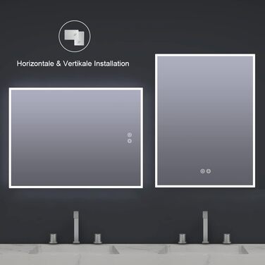 LED дзеркало для ванної кімнати Byecold з підсвічуванням, антизапітнінням, Wi-Fi годинником, датчиком та сенсорним вимикачем, 60x80 см