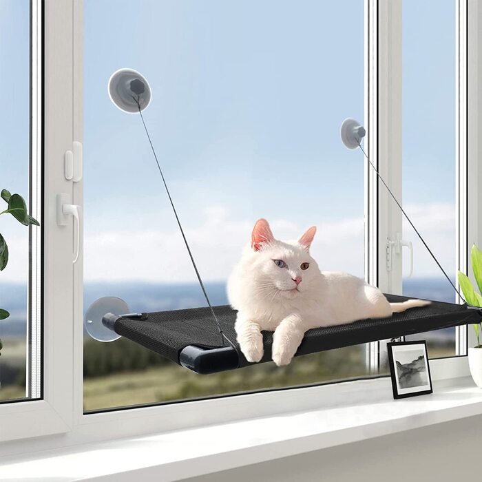 Віконна підставка для кішок для великих кішок Підвісний віконний гамак підставка для кішок для домашніх кішок підвіконня карниз для ліжка сидіння на присоску для великих кішок встановлене на вікні