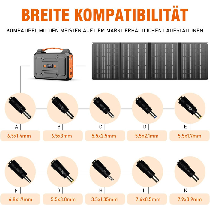 Повербанк Powkey з сонячною панеллю 99Wh/27000mAh, 40W, 100W, 230V AC, USB-A/USB-C, для кемпінгу, чорно-помаранчевий R100+YT40