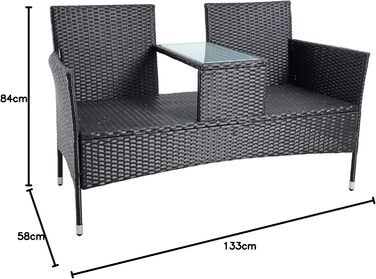 Садові меблі ESTEXO з ротангу (поліротанг) для двох осіб: лавка, комплект для відпочинку на балкон/терасу, чорний колір
