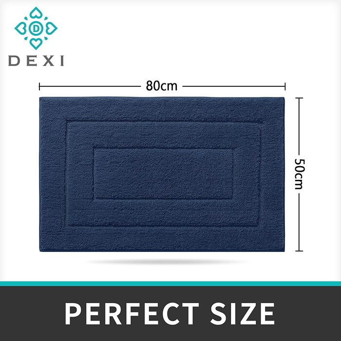 Килимок для ванної DEXI нековзний м'який килимок для ванної Водопоглинаючий килимок для ванної можна прати в пральній машині Килимки для ванної кімнати для душу, ванни і туалету - (50 x 80 см, темно-синій)