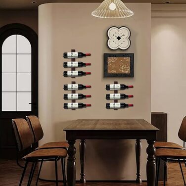 Металева полиця для пляшок вина, 9 відділень, чорна, настінна | Weinregal