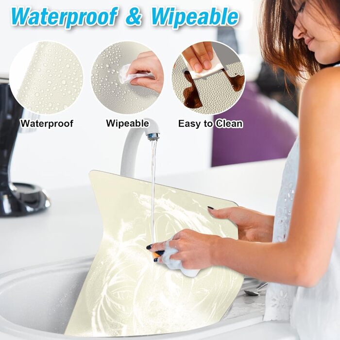 Набори підставки під тарілки 6 шт. з екошкіри, 43x30 см (червоний/бежевий)