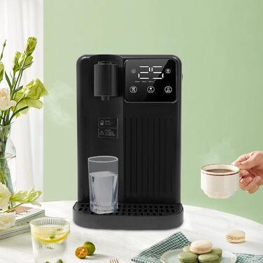 Диспенсер гарячої води з фільтром, 3 л, регулювання температури, сенсорний дисплей, нагрів за 3 сек, 25-99°C (чорний)