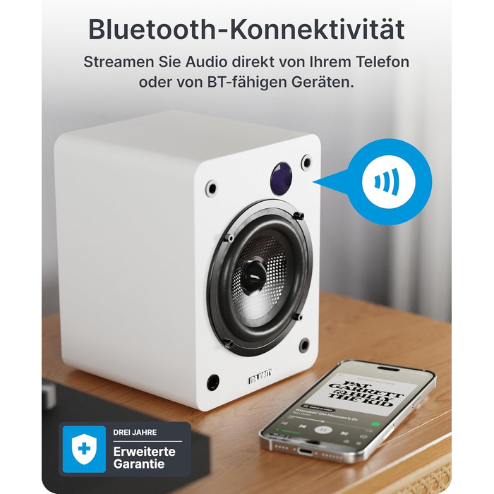Активні Hi-Fi колонки Majority D50X 60W 2.0 для ПК та ТВ, Bluetooth 5.3, HDMI ARC, AUX, вуглецевий диффузор, білі