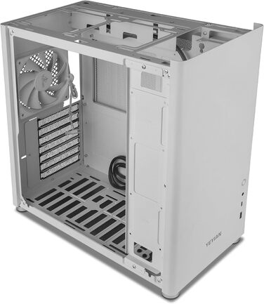 YEYIAN Hussar Plus повнорозмірний корпус для ПК ATX/Micro ATX/Mini ITX із загартованим склом, прозора бокова панель, 1 вентилятор 120 мм